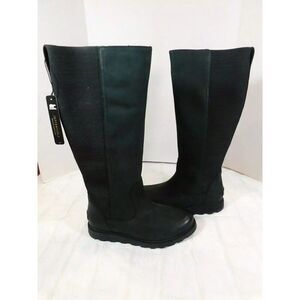Sorel Ainsley Tall Waterproof Gored Pull On Tall Boots 6.5 M Black Leather